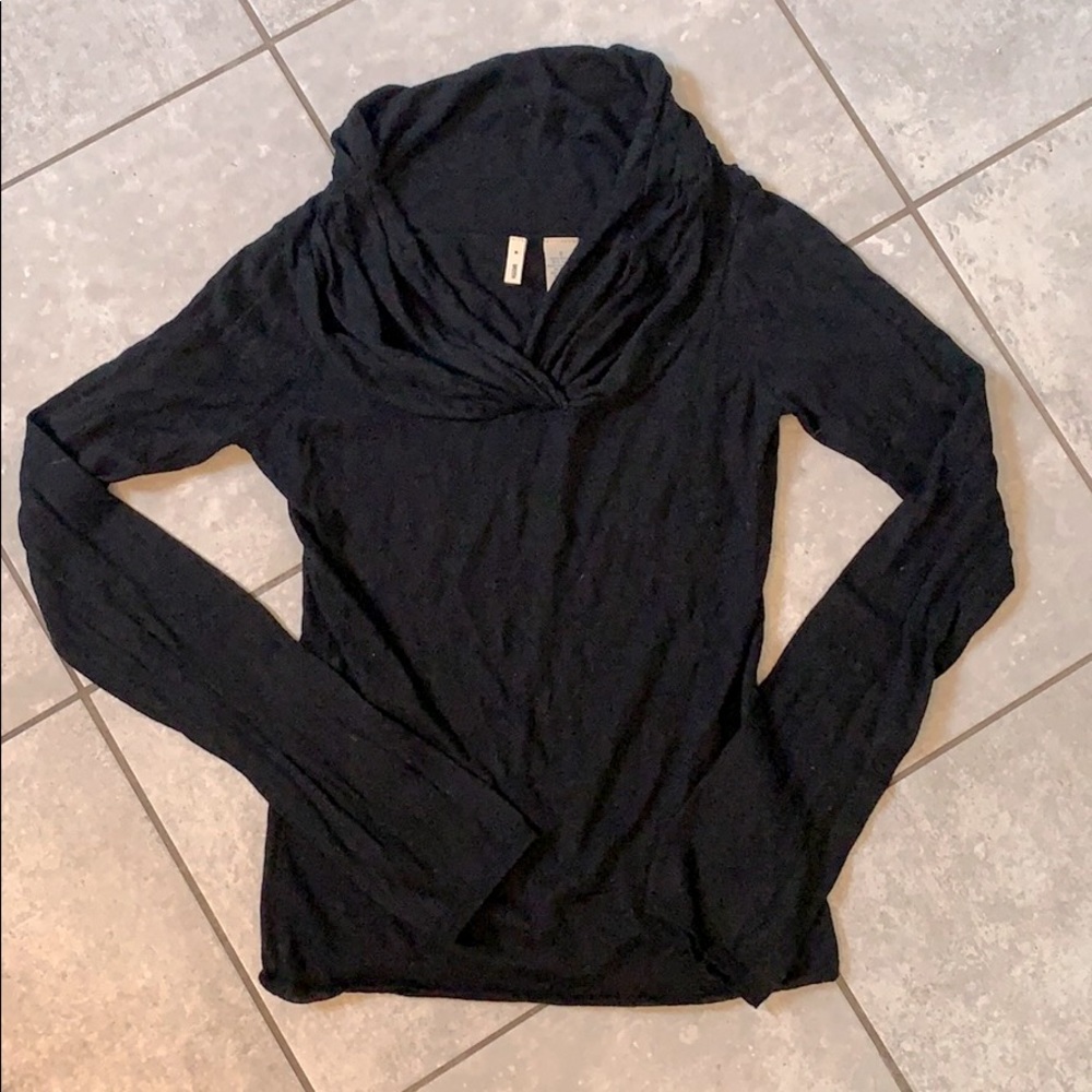 Anthropologie Moth Light Wool Blend Ruched Collar Sweater